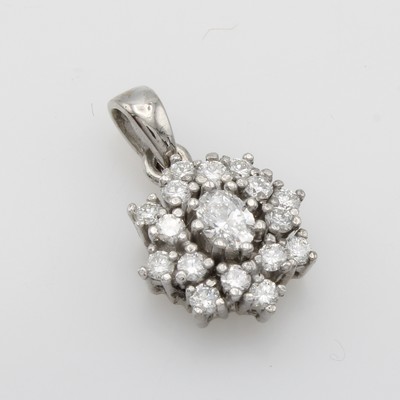 Image Anhänger mit Diamant und Brillanten, WG 585/000, ovaler Diam. u. Brill. zus. ca. 0.95 ...