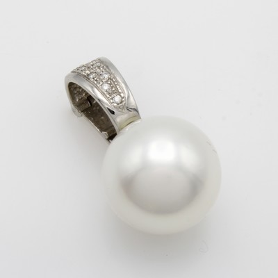 Image Clipanhänger mit Südseezuchtperle und Brillanten, WG 585/000, weiße Perle ca. 15.5mm, ...
