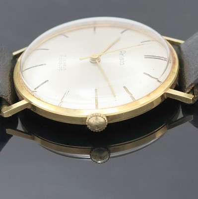 27029765d - ARISTO Armbanduhr in GG 585/000, Deutschland um 1965, Handaufzug, Boden aufgedr., silb. ...