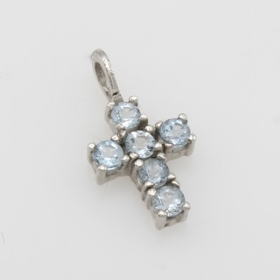 Image Kreuzanhänger mit Aquamarinen, WG 585/000, Aquam. in Krappenfassungen, M. incl. Öse ...
