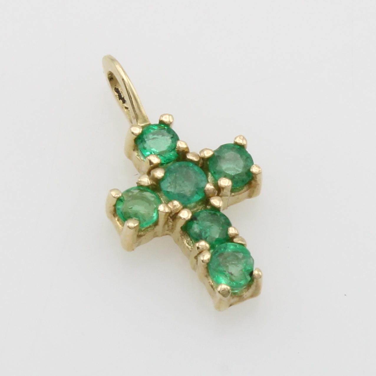 Image 27029800 - Kreuzanhänger mit Smaragden, GG 585/000, Smaragde in Krappenfassungen, M. incl. Öse ...