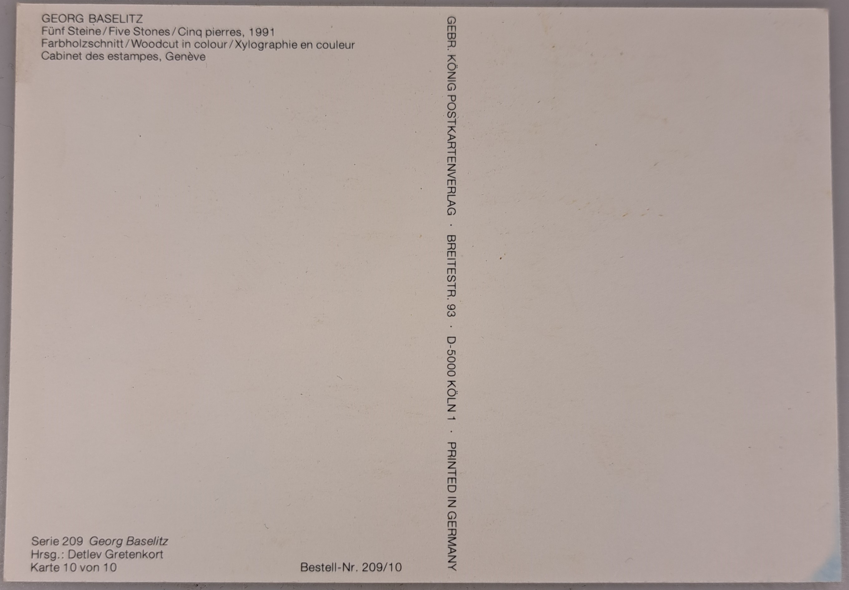 Detail c: Georg Baselitz, geb. 1938, "Fünf Steine", sign., ca. 14,5x10 cm