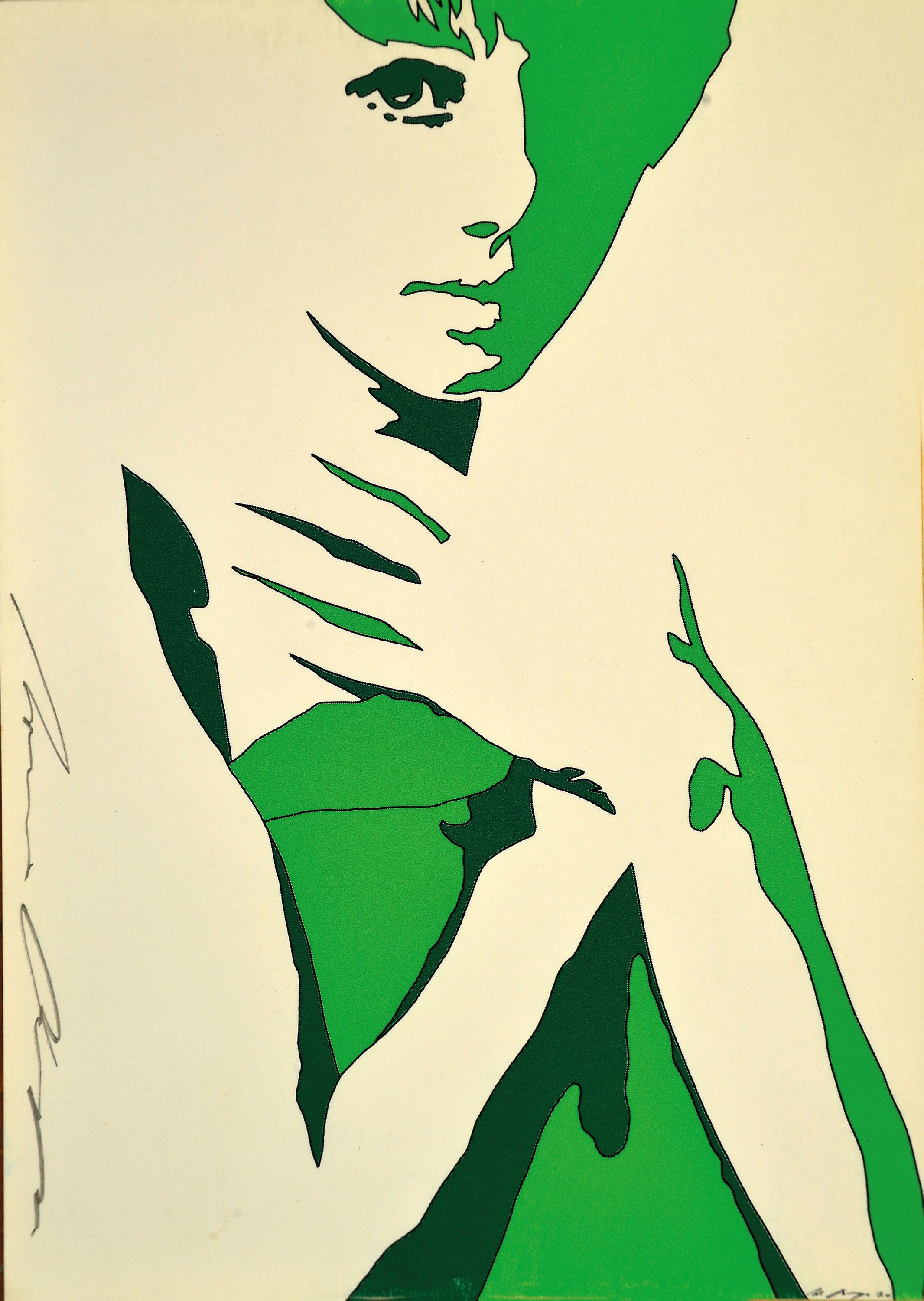 Image 27029804 - Werner Berges, 1941-2017, Ziemlich grün, 1972, Kunstpostkarte, sign., ca. 10,5x15 cm