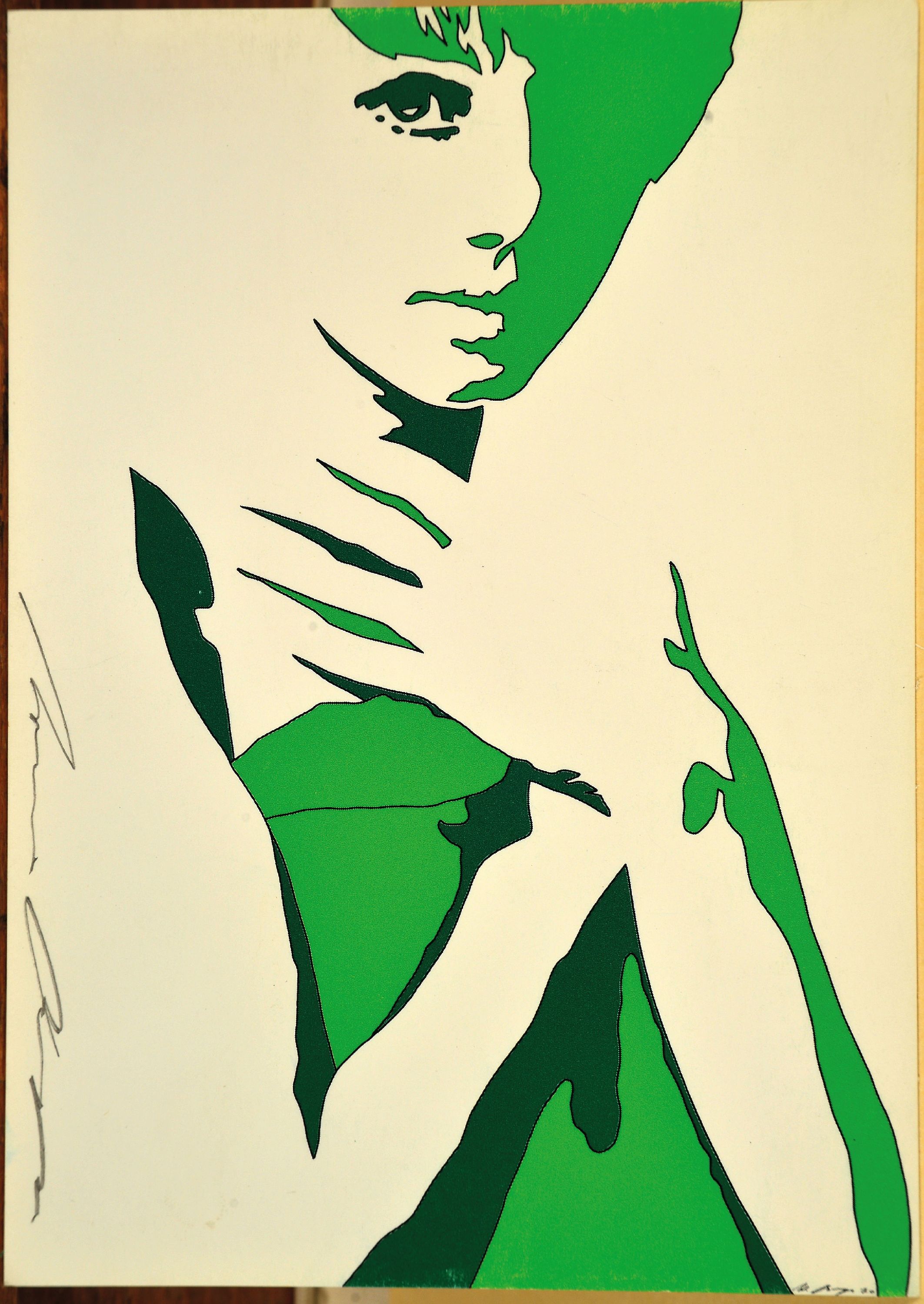 Detail k: Werner Berges, 1941-2017, Ziemlich grün, 1972, Kunstpostkarte, sign., ca. 10,5x15 cm