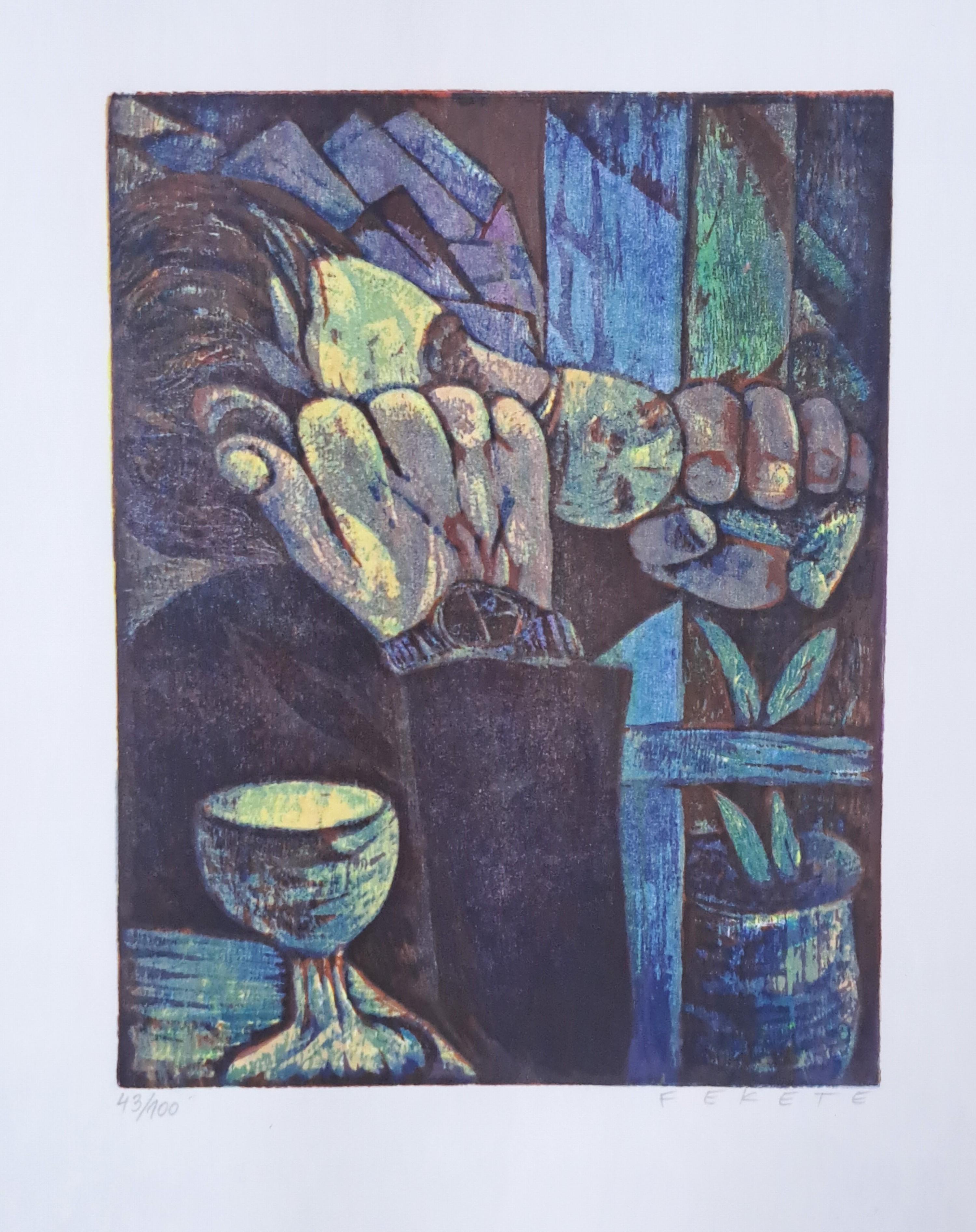 Detail i: Esteban Fekete, 1924 Budapest-2009 Dieburg, bekannter deutsch-argentinischer Künstler und Farbholzschneider, hier. Sammlung aus 8 Farbholzschnitten: ...
