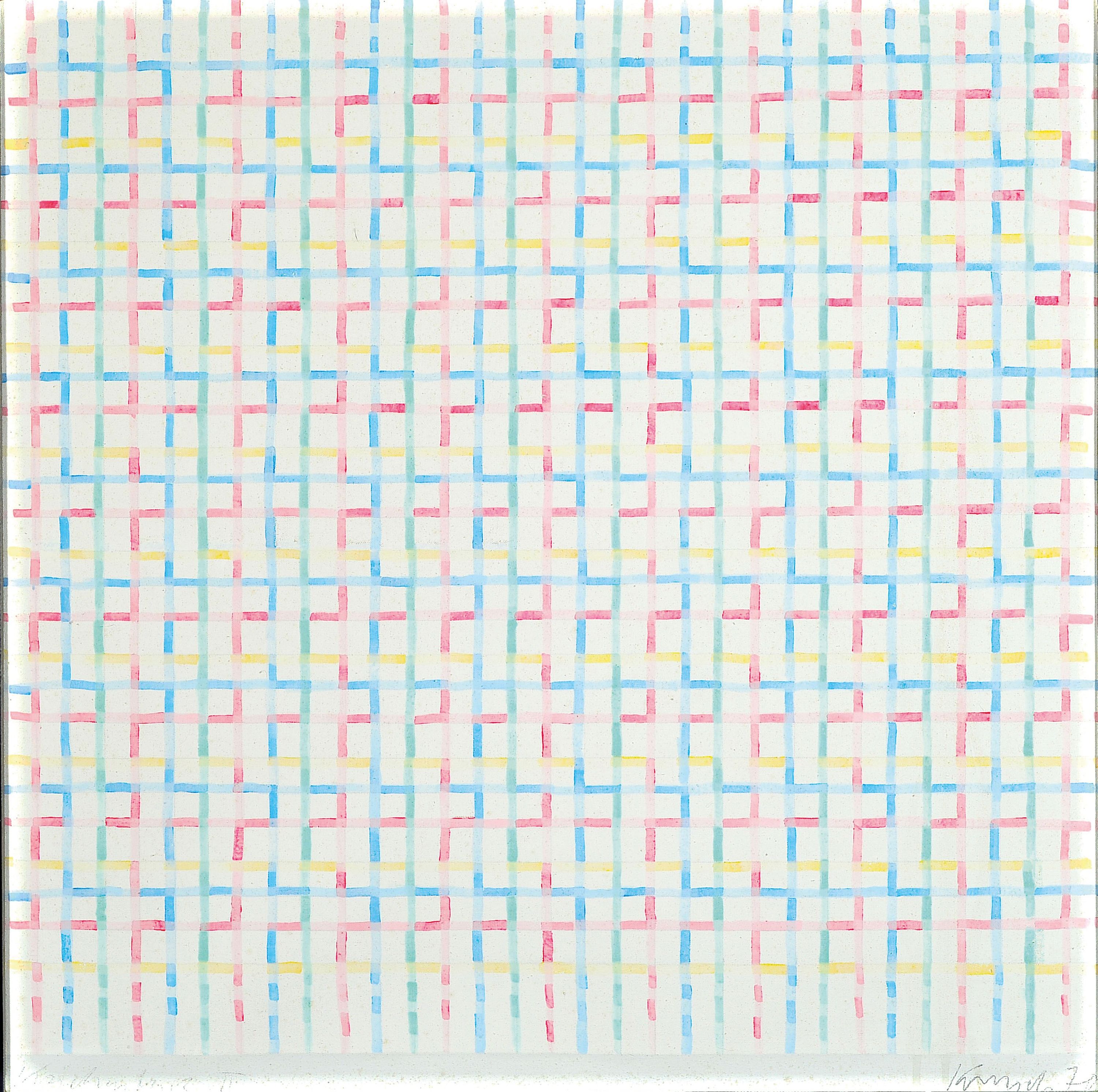 Image 27029836 - Volker Krosch, geb. 1939 Landshut/Schlesien, Polychrome geometrische Reihung, Öl/Lwd, ...