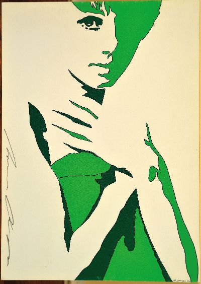 27029804k - Werner Berges, 1941-2017, Ziemlich grün, 1972, Kunstpostkarte, sign., ca. 10,5x15 cm