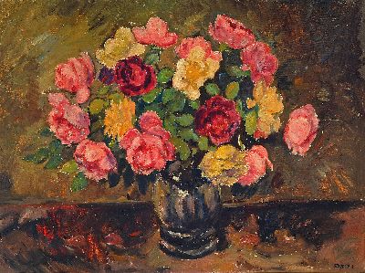 Image Jacobus Johannes Doeser, 1884 Utrecht-1970 Heemstede, large bouquet of flowers in a ...