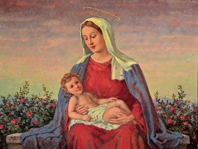 Image Walter Einbeck, 1890 Magdeburg-1968 Munich, Madonna with baby Jesus in a landscape ...