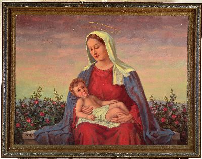 27029814k - Walter Einbeck, 1890 Magdeburg-1968 München, Madonna mit Jesuskind in Rosen umkränzter ...