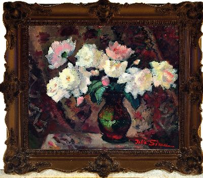 27029888k - Iulia Simu, 1900-1974 Rumänien, Studium an der Akademie Bukarest, Stillleben mit rosa ...