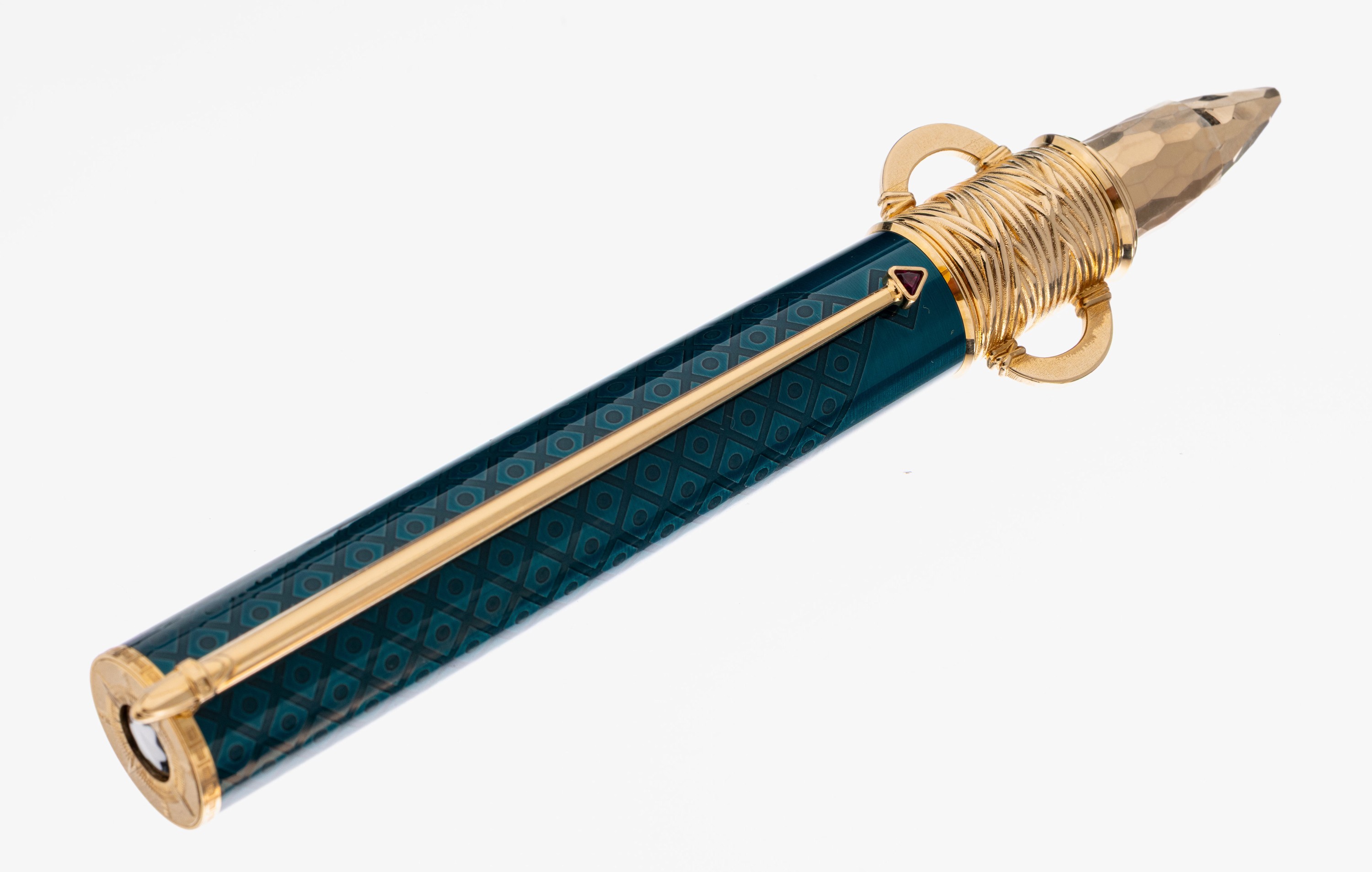 Detail a: MONTBLANC Kolbenfüllhalter, Patron of Art, Limited Edition 4810, Homage to Moctezuma I, Erscheinungsjahr 2020, 18 kt GG Feder mit ausgefallener ...