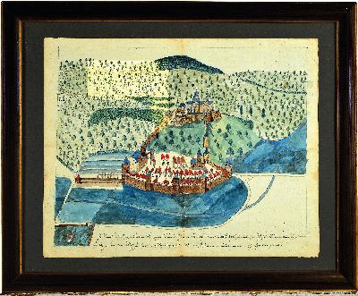 27029940k - Unbekannter Künstler des 17. Jh., Burg Nanstein bei Landstuhl, aquarellierte ...