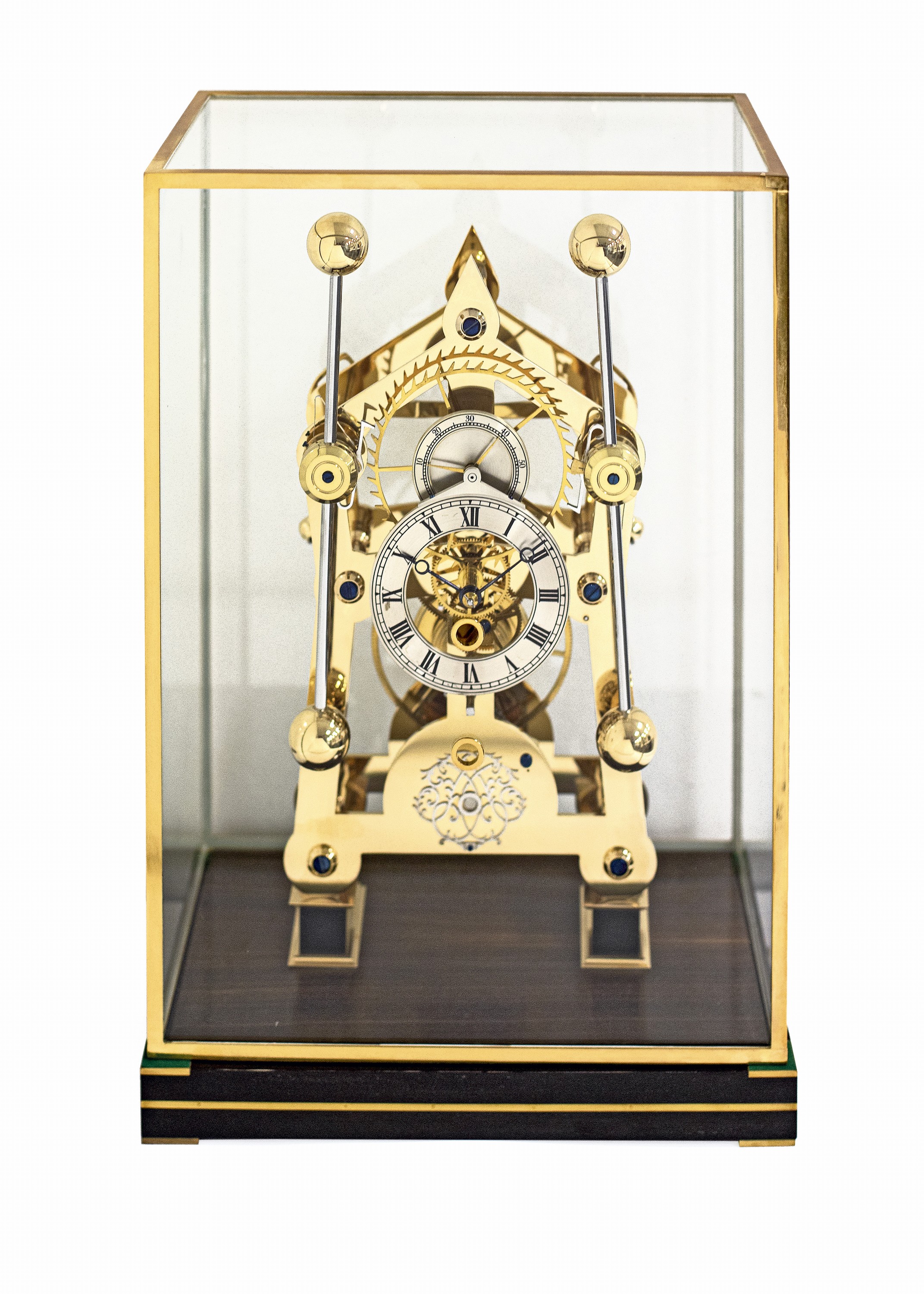 Image 27030205 - SINCLAIR HARDING aufwendige 8-Tage Tischuhr mit Grasshopper Hemmung, England um 2000, 5 ...