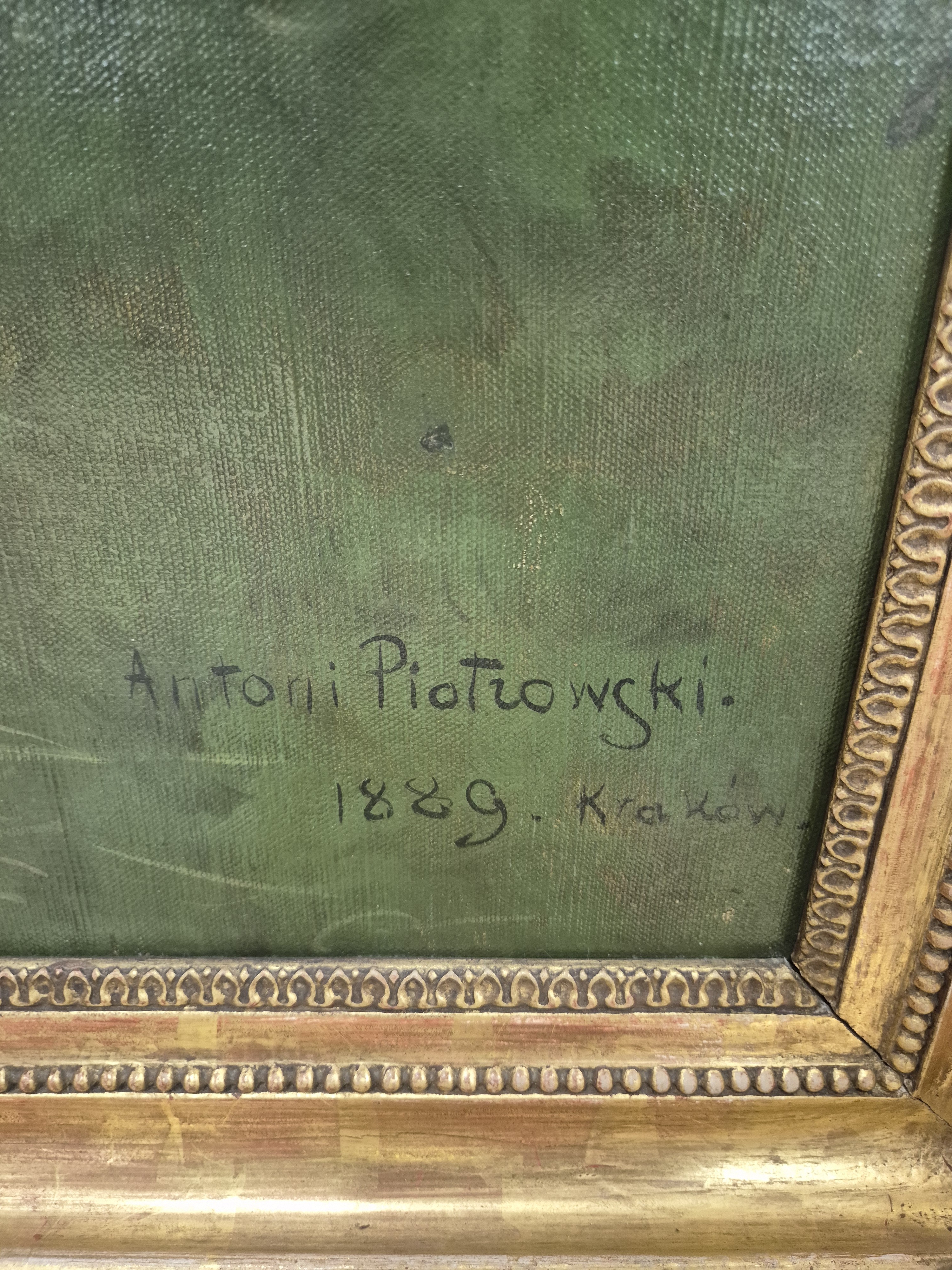 Detail a: Antoni Piotrowski, 1853 Kunow/Polen-1924 Warschau, Balkan-Trachtengruppe, 4 Frauen verschiedenen Alters in volksfrömmiger Übung, hintergründig ein ...