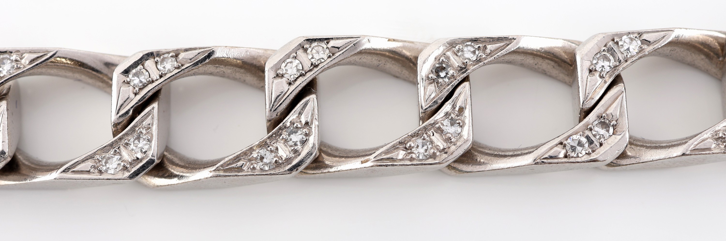 Detail a: 18 kt Gold Diamant-Armband, WG 750/000, schwere massive Verarbeitung, 64 8/8-Diamantenzus. ca. 1.20 ct Weiß/si, L. ca. 20 cm, Kastenschloss mit 2 ...