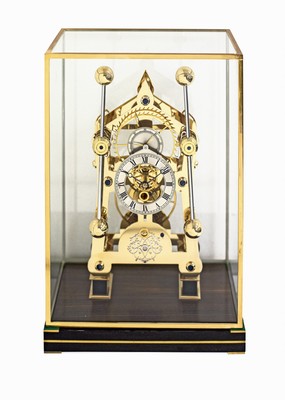 Image SINCLAIR HARDING aufwendige 8-Tage Tischuhr mit Grasshopper Hemmung, England um 2000, 5 ...