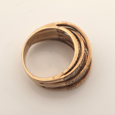 27030241a - 9 kt Gold Diamant-Ring, GG 375/000, außergewöhnliche Gestaltung, Aufbau in mehreren ...