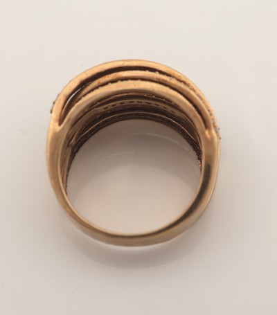 27030241b - 9 kt Gold Diamant-Ring, GG 375/000, außergewöhnliche Gestaltung, Aufbau in mehreren ...