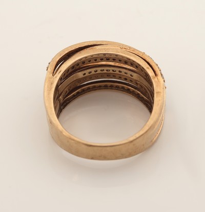 27030241c - 9 kt Gold Diamant-Ring, GG 375/000, außergewöhnliche Gestaltung, Aufbau in mehreren ...