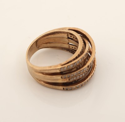 27030241e - 9 kt Gold Diamant-Ring, GG 375/000, außergewöhnliche Gestaltung, Aufbau in mehreren ...