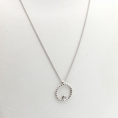 27030246a - Anhänger mit Brillant an Kette, WG 585/000, im Kugeldesign, Brill. ca. 0.05 ct ...