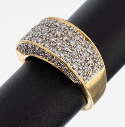 Image 18 kt Gold Brillant-Ring, GG/WG 750/000, außergewöhnliche Gestaltung, 88 Brillanten ...