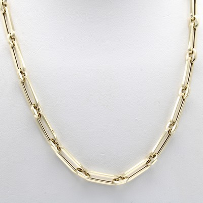 27030255a - Collier, GG 585/000, längliche Glieder, Karabinerschl., L. ca. 45 cm Schätzpreis: ...