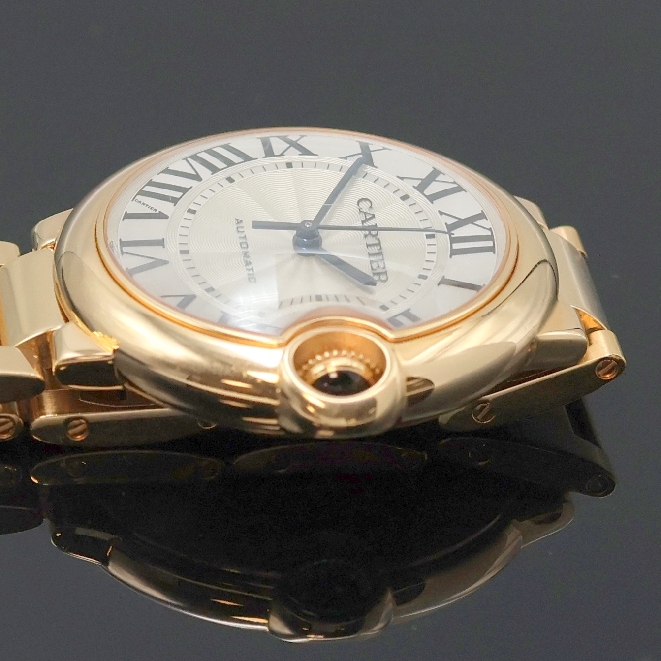 Detail d: CARTIER Mediumarmbanduhr Ballon Bleu in Rosegold 750/000 Referenz 3003, Automatik, Schweiz um 2015, 2-teil., massives Goldgeh. inkl. Gliederband m. ...
