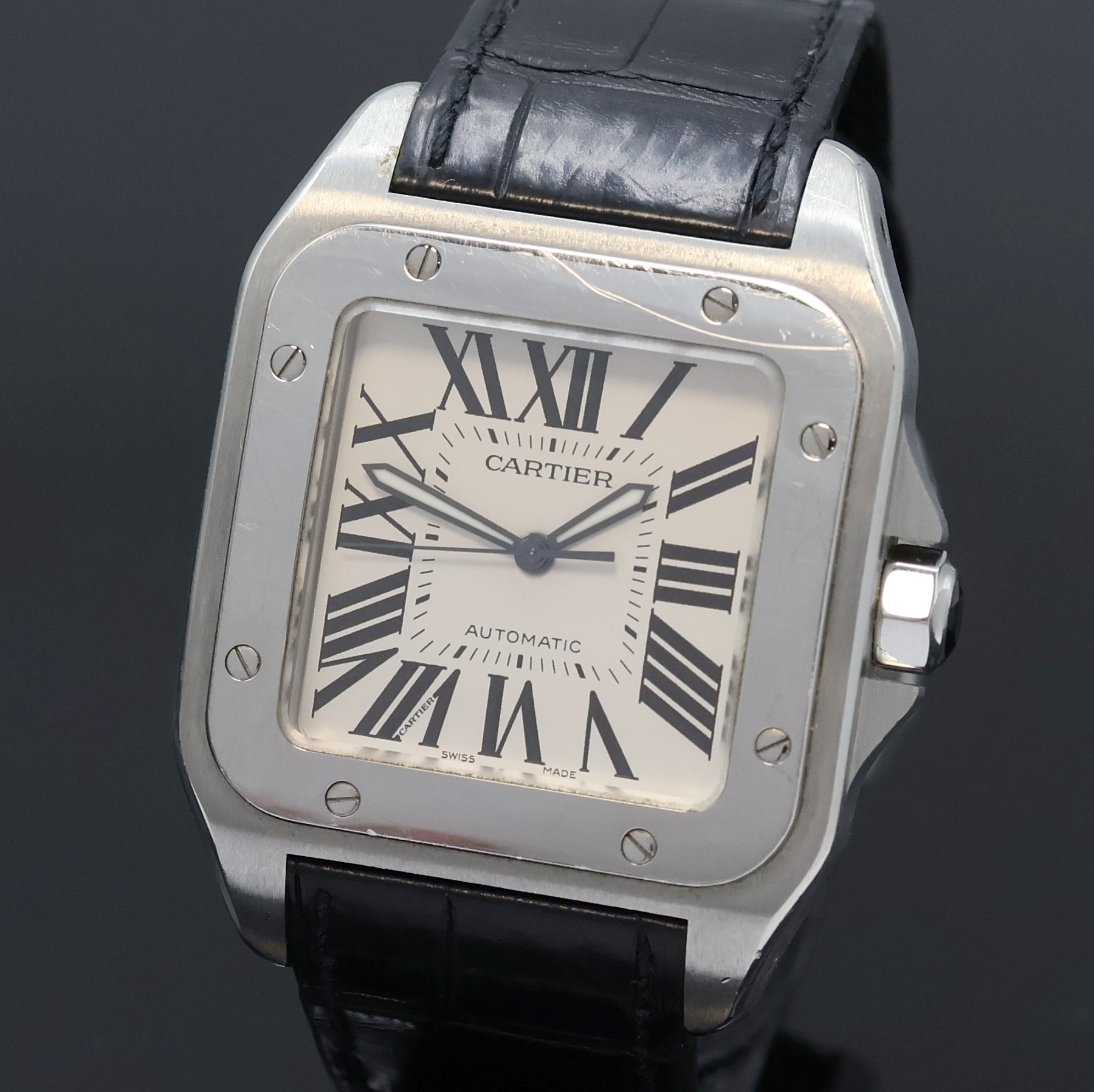 Detail a: CARTIER Armbanduhr Santos 100 Referenz 2656, Automatik, Schweiz um 2004, hergestellt zum 100. Jubiläum der Serie Santos, Edelstahlgeh. inkl. orig. ...