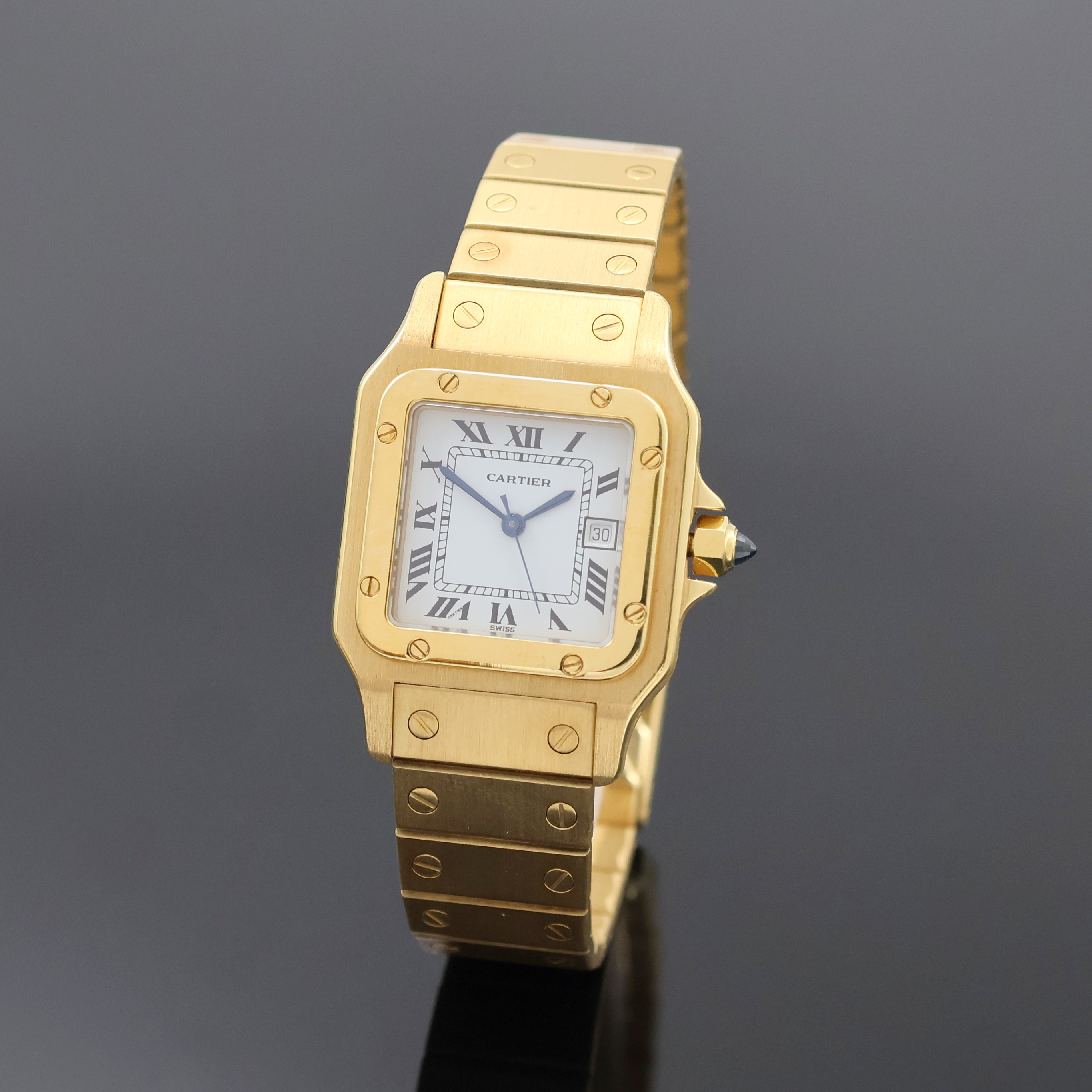 Image 27033150 - CARTIER Santos, selten gut erhaltene Herrenarmbanduhr in GG 750/000 Referenz 2494, ...