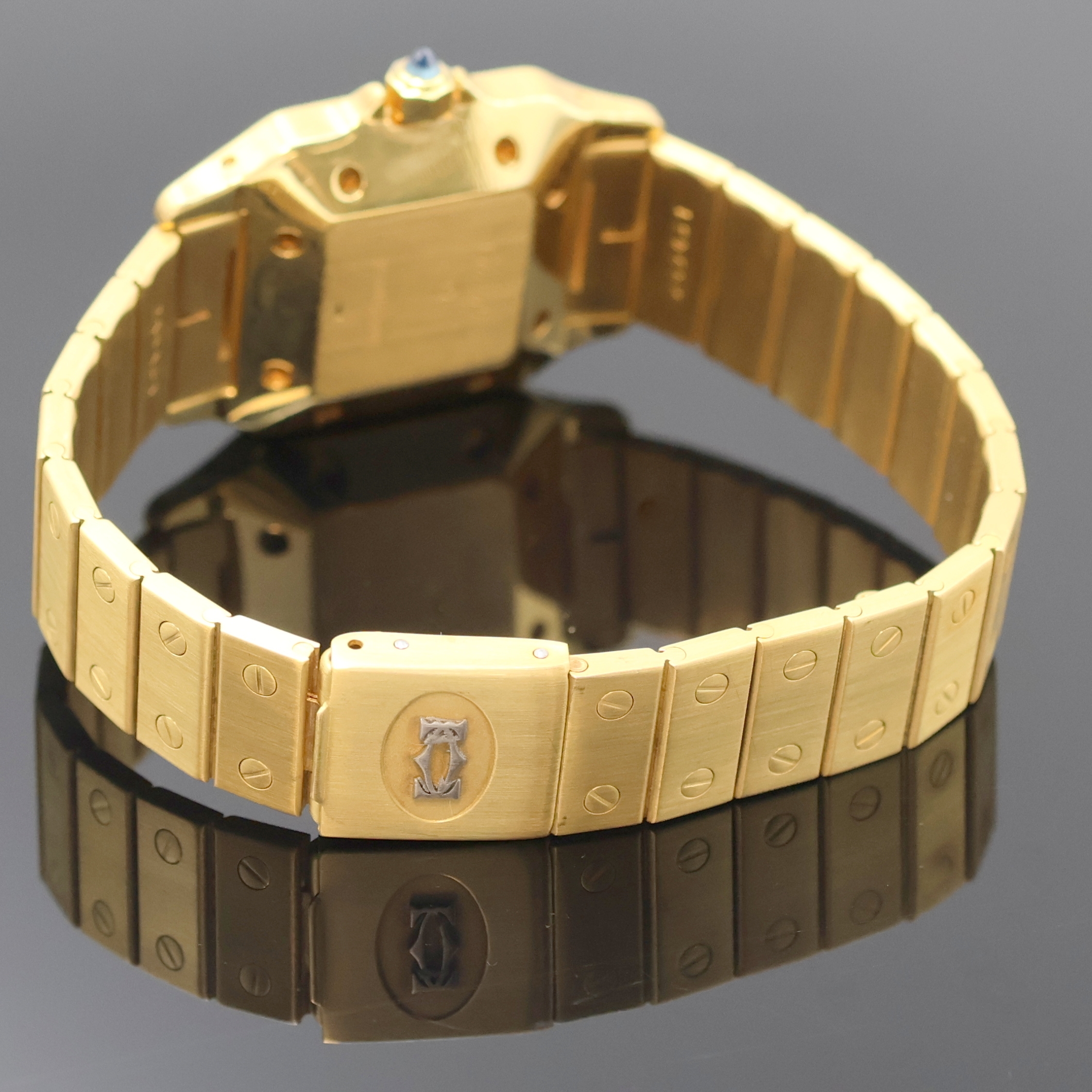 Detail b: CARTIER Santos, selten gut erhaltene Herrenarmbanduhr in GG 750/000 Referenz 2494, Schweiz um 1980, Automatik, Lünette gegen Geh. 8-fach verschr., ...