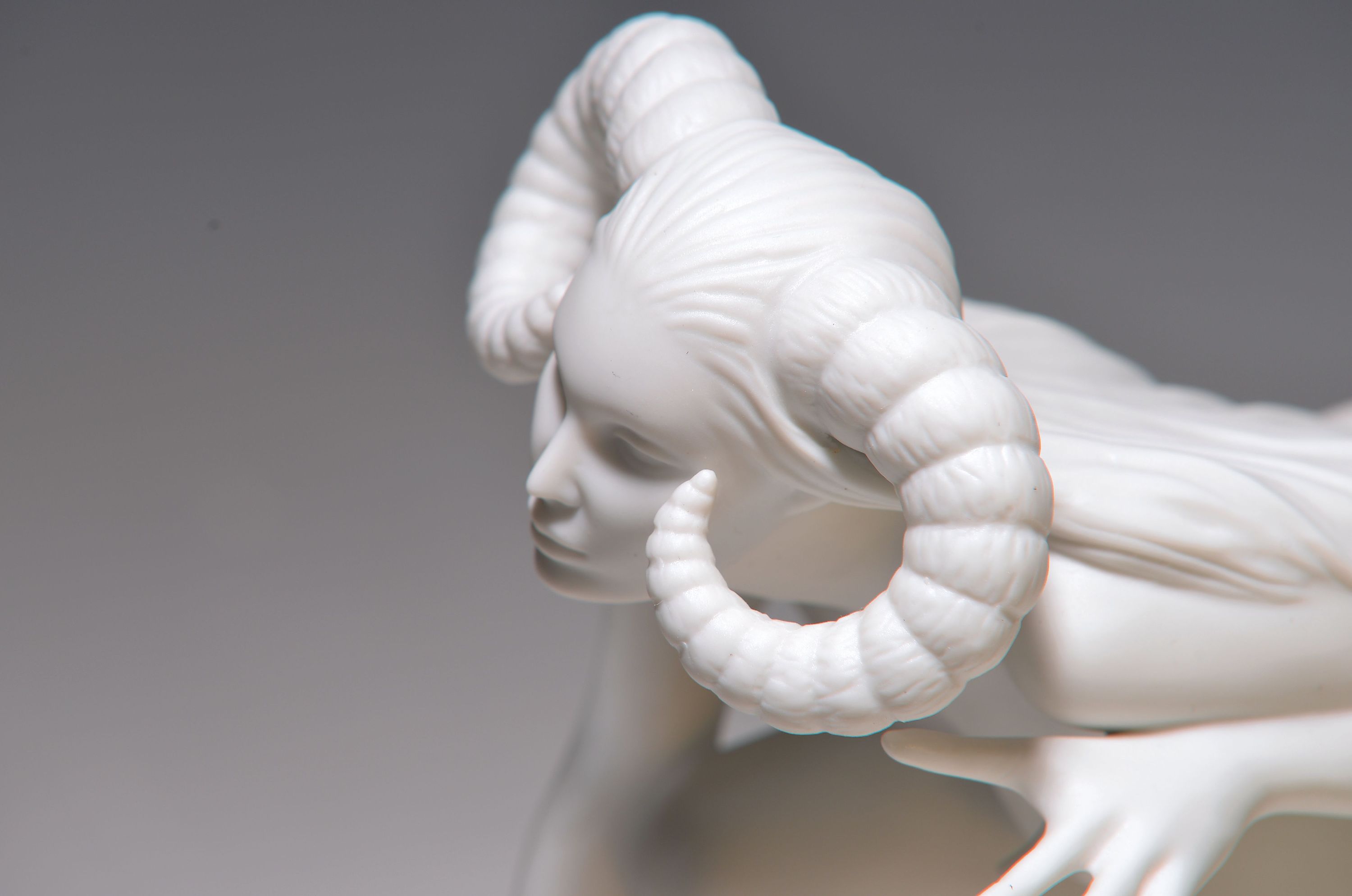 Detail a: Porzellanfigur Royal Copenhagen, "Aries", Sternzeichenserie Widder, Entwurf Christel Marott, am Boden bezeichnet, Biskuitporzellan, H. 27 ...