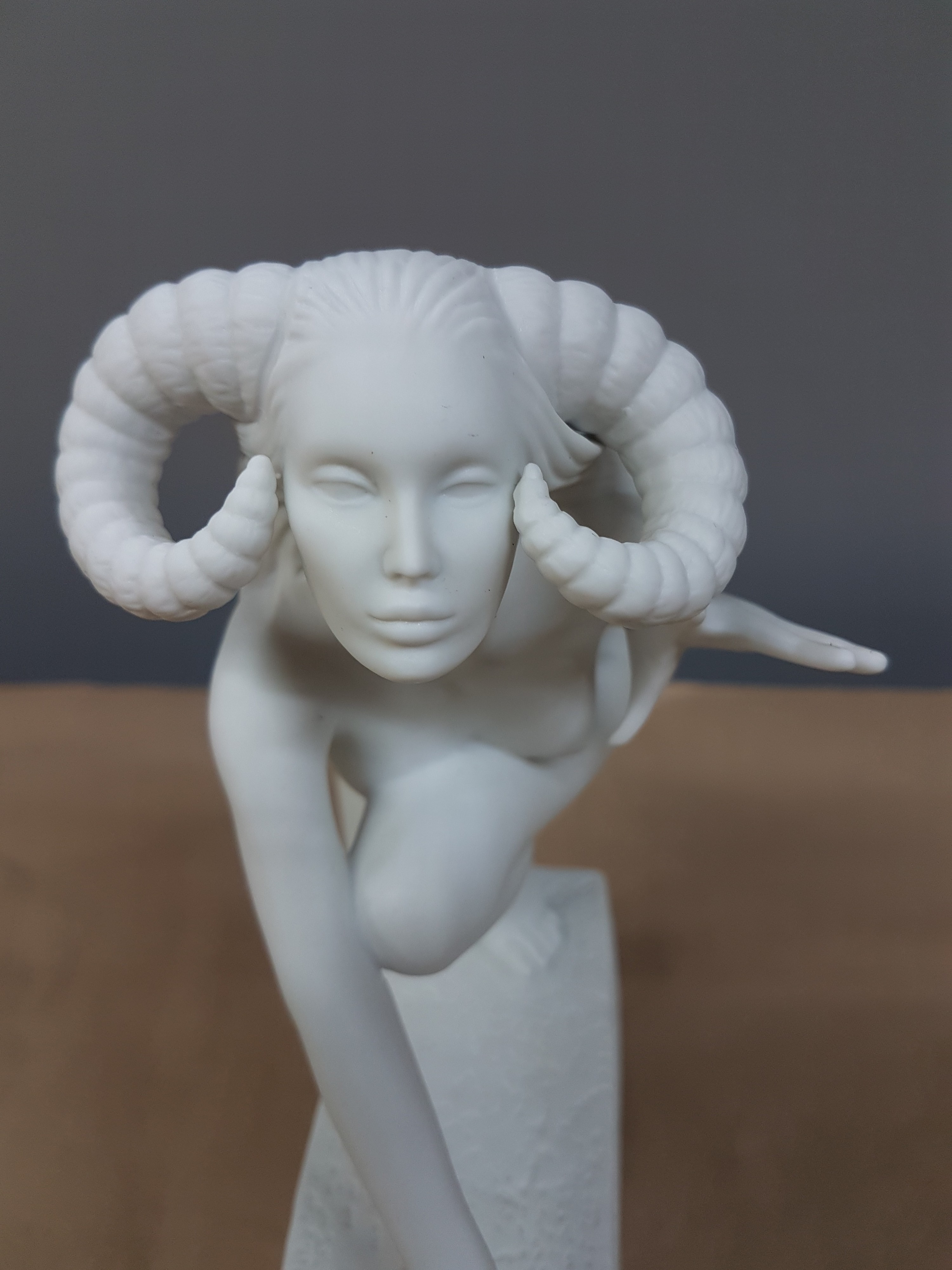 Detail d: Porzellanfigur Royal Copenhagen, "Aries", Sternzeichenserie Widder, Entwurf Christel Marott, am Boden bezeichnet, Biskuitporzellan, H. 27 ...