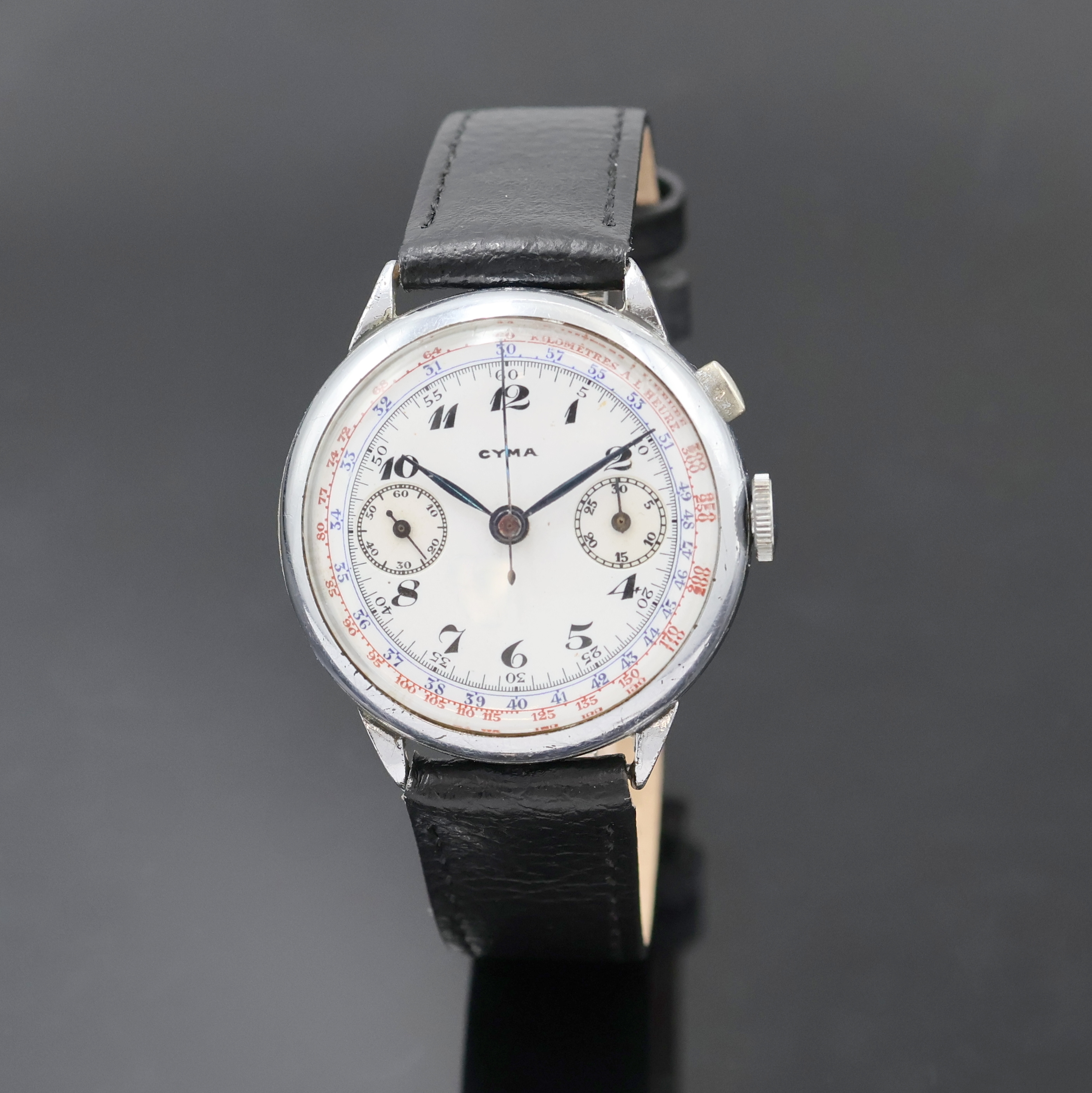 Image 27033176 - CYMA früher Eindrücker-Schaltradchronograph, Schweiz m 1930, Handaufzug, verchr. Geh. ...
