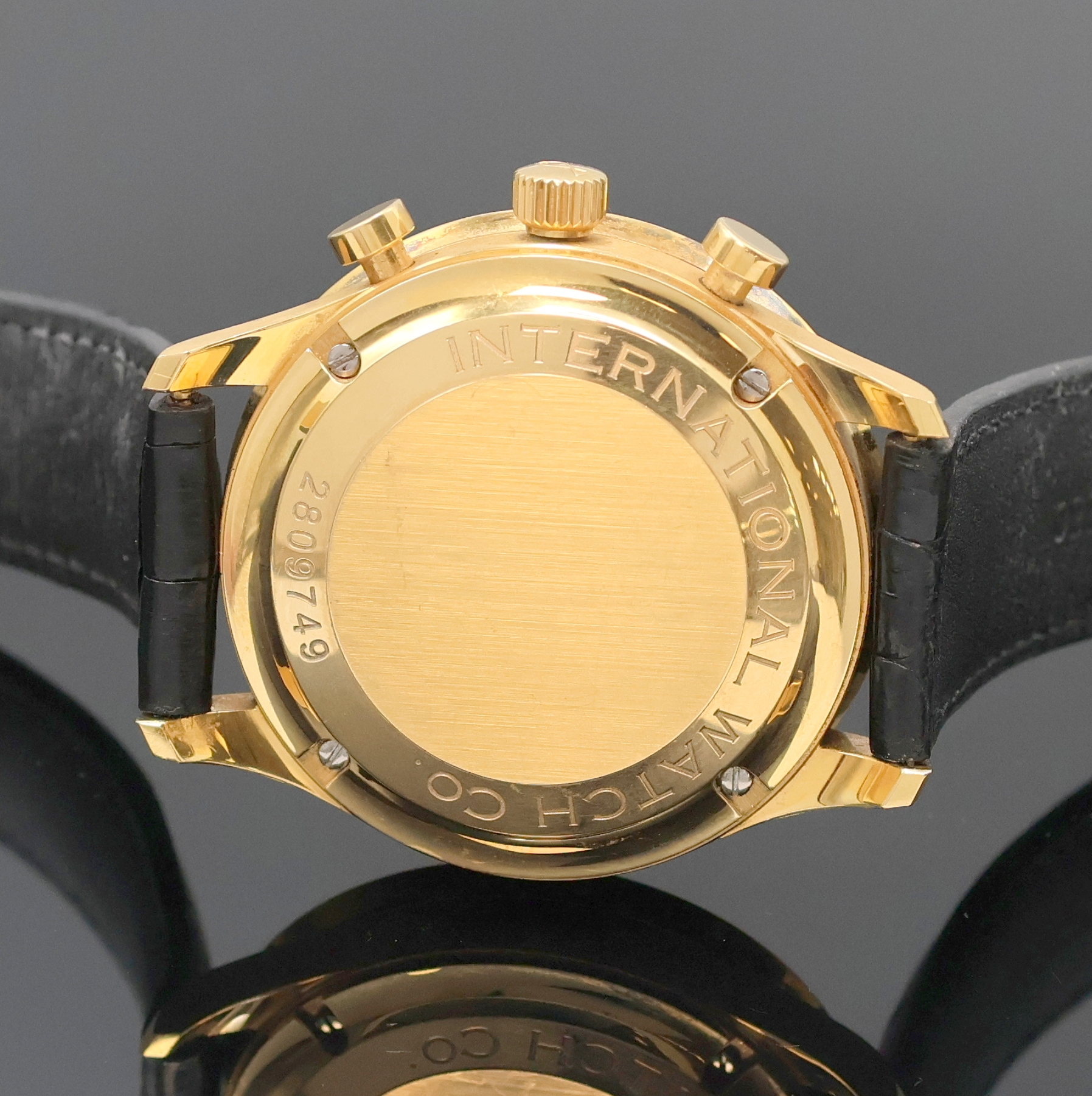 Detail f: IWC Armbandchronograph Modell Portugieser in Rosegold 750/000 Referenz 3714, Schweiz um 2006, Automatik, massives Goldgeh. inkl. orig. Lederband m. ...