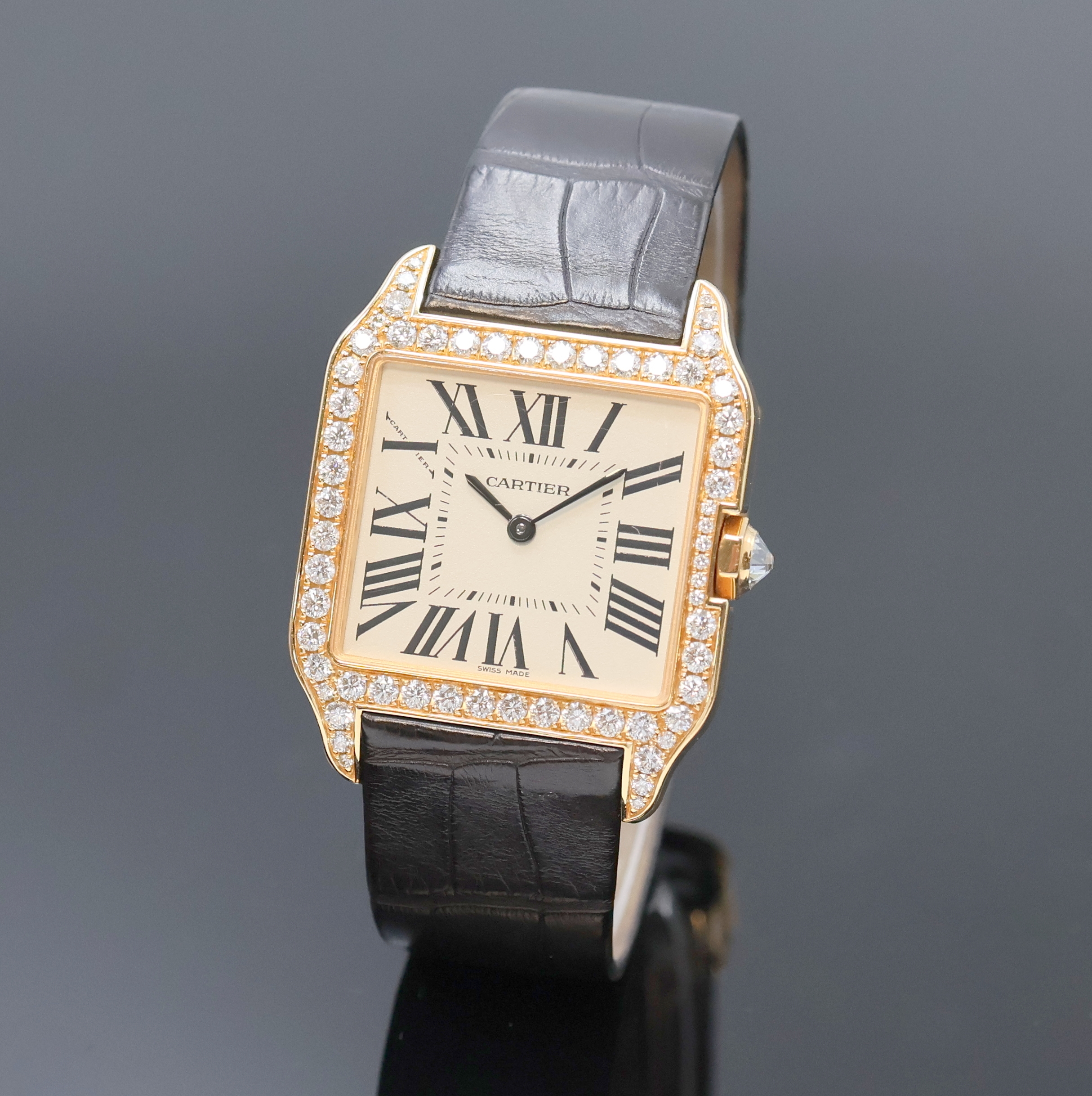 Image 27033188 - CARTIER Santos Dumont eindrucksvolle, mit Brillanten besetze Damenarmbanduhr in Rosegold ...