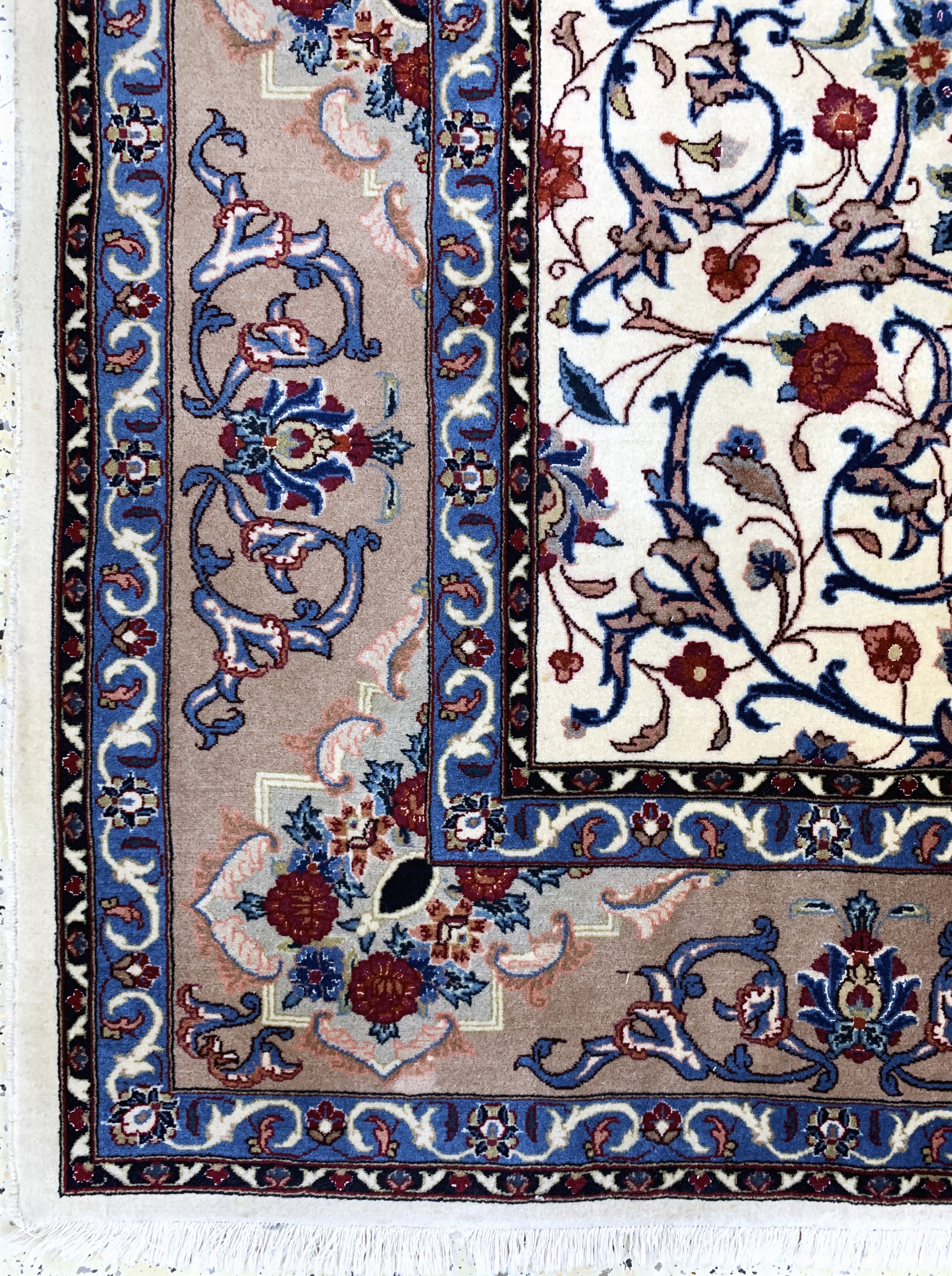 Detail f: Yazd Kork fein, Persien, Ende 20.Jhd, Korkwolle mit Seide, ca. 193 x 200 cm, Reinigungsbedürftig, EHZ: 2