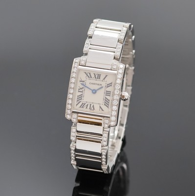 Image CARTIER 18k white gold and diamonds set ladies wristwatch Tank Francaise reference 2403, ...