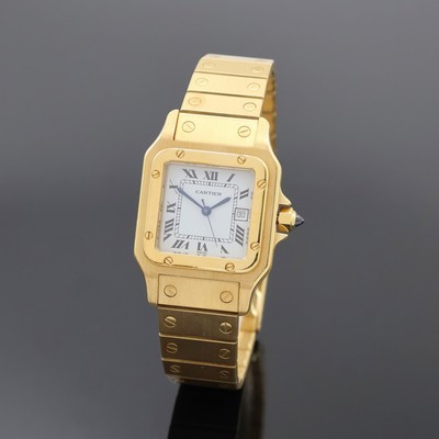 Image CARTIER Santos 18k yellow gold in rarely good condition gents wristwatch reference 2494, ...