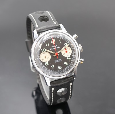 27033166b - DUGENA Herrenarmbanduhr mit Chronograph, Handaufzug, Schweiz um 1970, verchr. Geh. m. ...