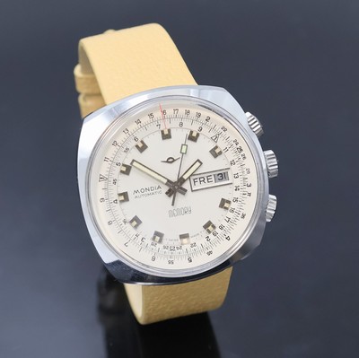 27033169b - MONDIA Memory sehr seltene Armbanduhr mit Rechenschieber und rückseitiger Weltzeit, ...
