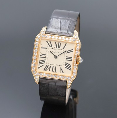 Image CARTIER Santos Dumont impressive 18k pink gold and diamonds set ladies wristwatch ...
