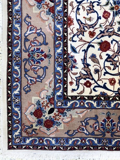 27033196f - Yazd Kork fein, Persien, Ende 20.Jhd, Korkwolle mit Seide, ca. 193 x 200 cm, ...