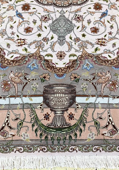 27033197c - Täbriz fein(50 Raj), Persien, Ende 20.Jhd, Korkwolle mit Seide, ca. 245 x 200 cm, ca. ...