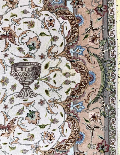 27033197e - Täbriz fein(50 Raj), Persien, Ende 20.Jhd, Korkwolle mit Seide, ca. 245 x 200 cm, ca. ...