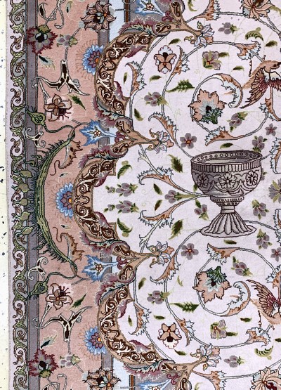 27033197f - Täbriz fein(50 Raj), Persien, Ende 20.Jhd, Korkwolle mit Seide, ca. 245 x 200 cm, ca. ...