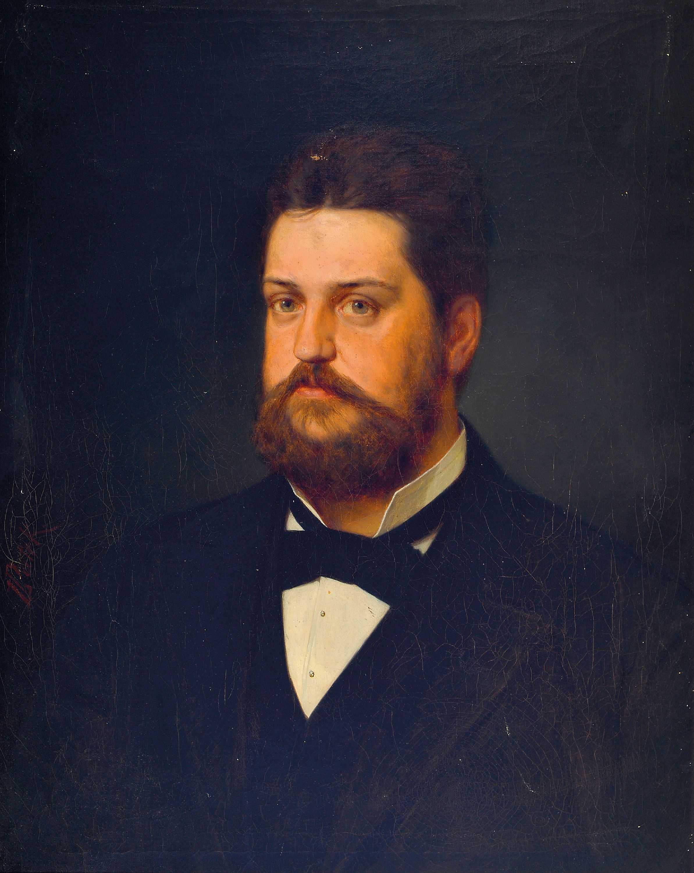 Detail a: Ludwig Patek, 1837 Schloß Oberpettau/Untersteiermark - nach 1883 wohl München, Portraitpaar: Dr. Julius Kohlfürst (1843-1905) und Ernesta ...