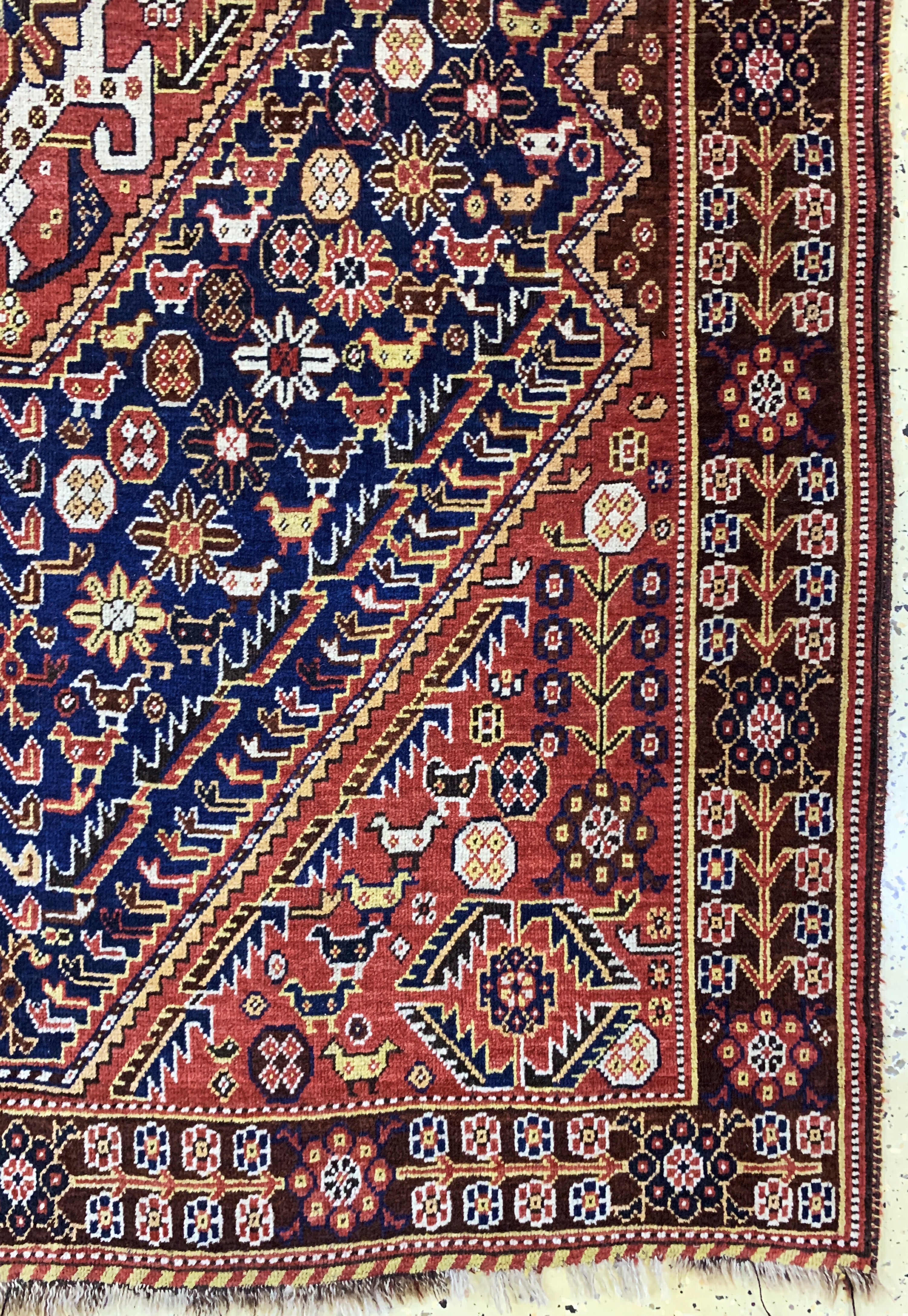 Detail a: Ghaschgai alt, Persien, Anfang 20.Jhd, Wolle auf Wolle, ca. 200 x 135 cm, EHZ: 2-3