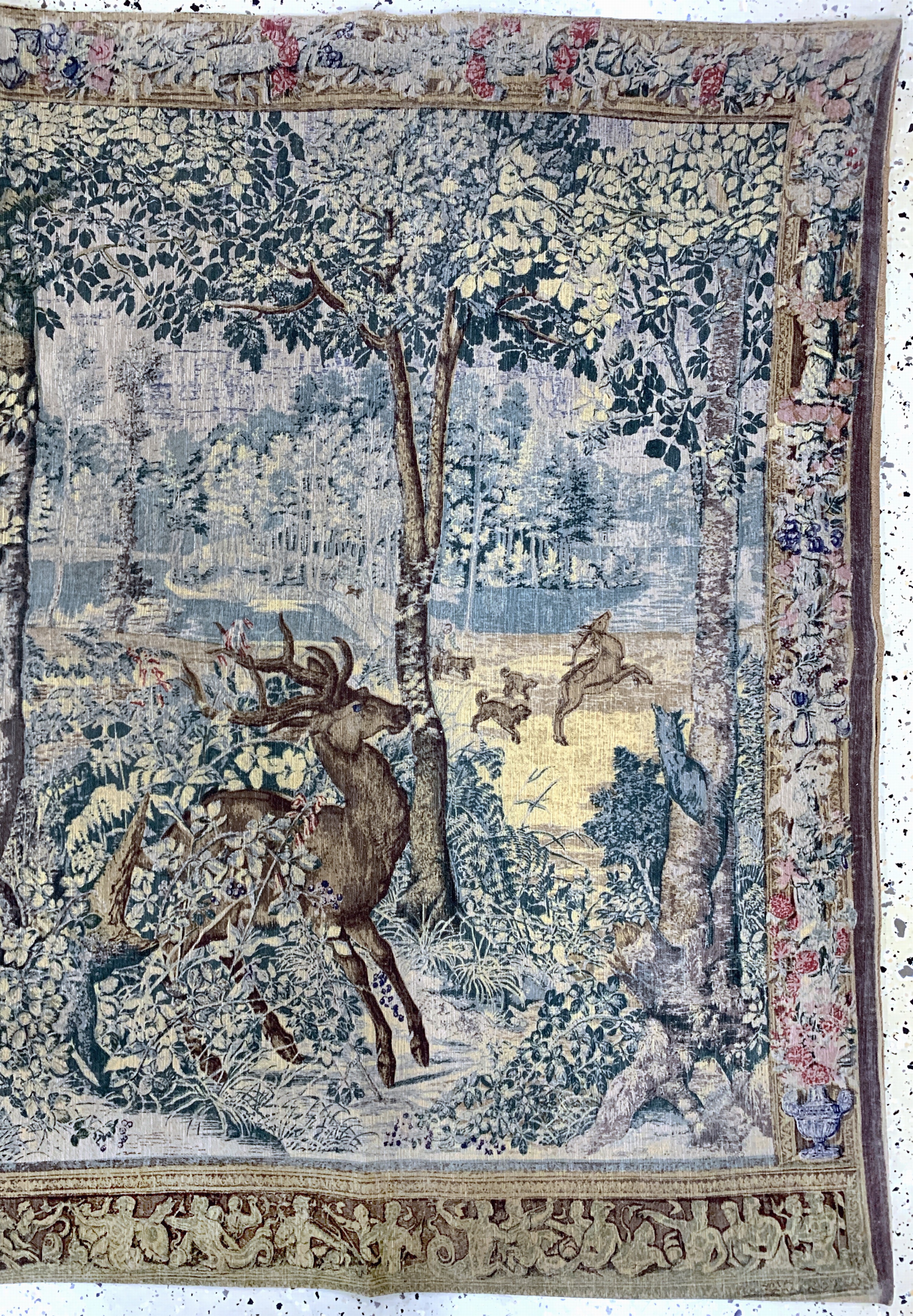 Detail a: Antiker Wandbehang, Frankreich, um 1900, auf Leinwand gedruckt, ca. 130 x 185 cm, EHZ: 2